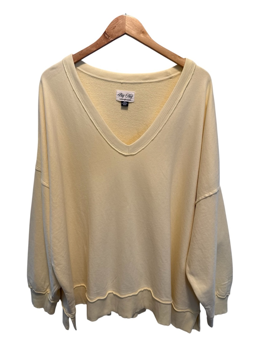 American Eagle Outfitters Butter Yellow V-Neck Oversized Sweathirt